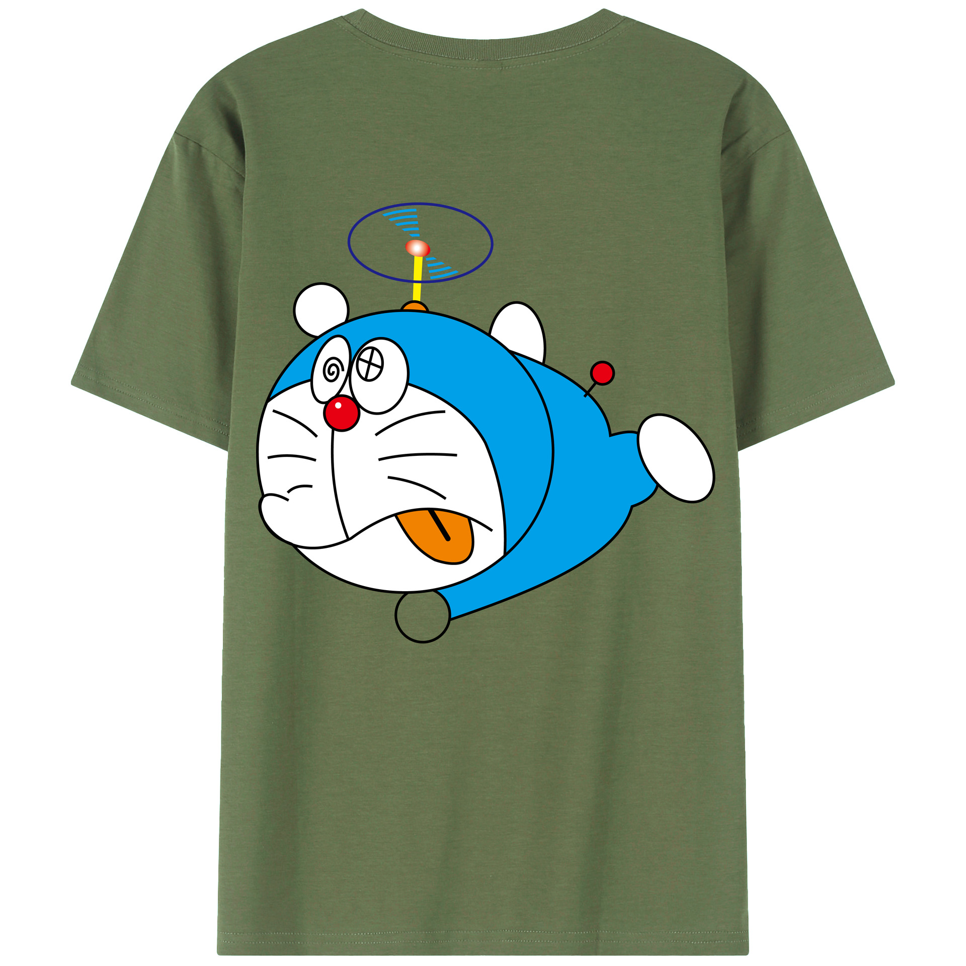 （画像用） ドラえもん Doraemon 綿100％ メンズ半袖Tシャツ（バックプリント） 通気性